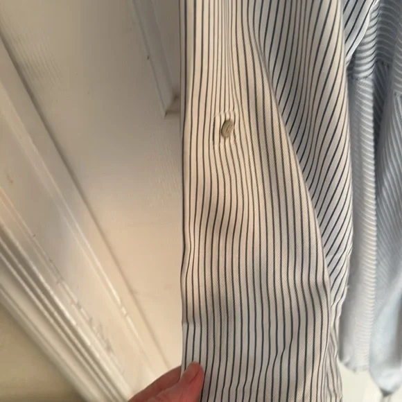 Plus Size Ruby Rd Women's Blouse 3/4 Sleeve Stripes Embroidered White/Blue 2X - Picture 3 of 5